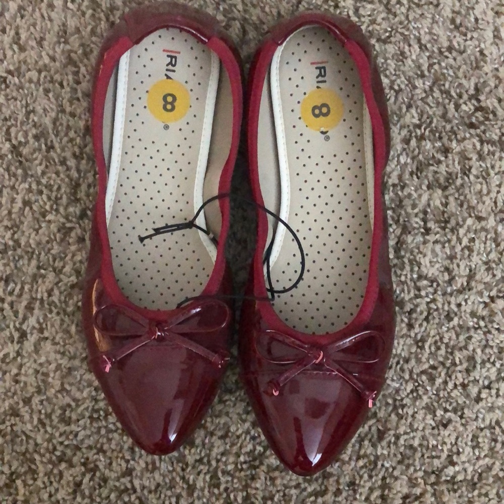 Patten leather flats